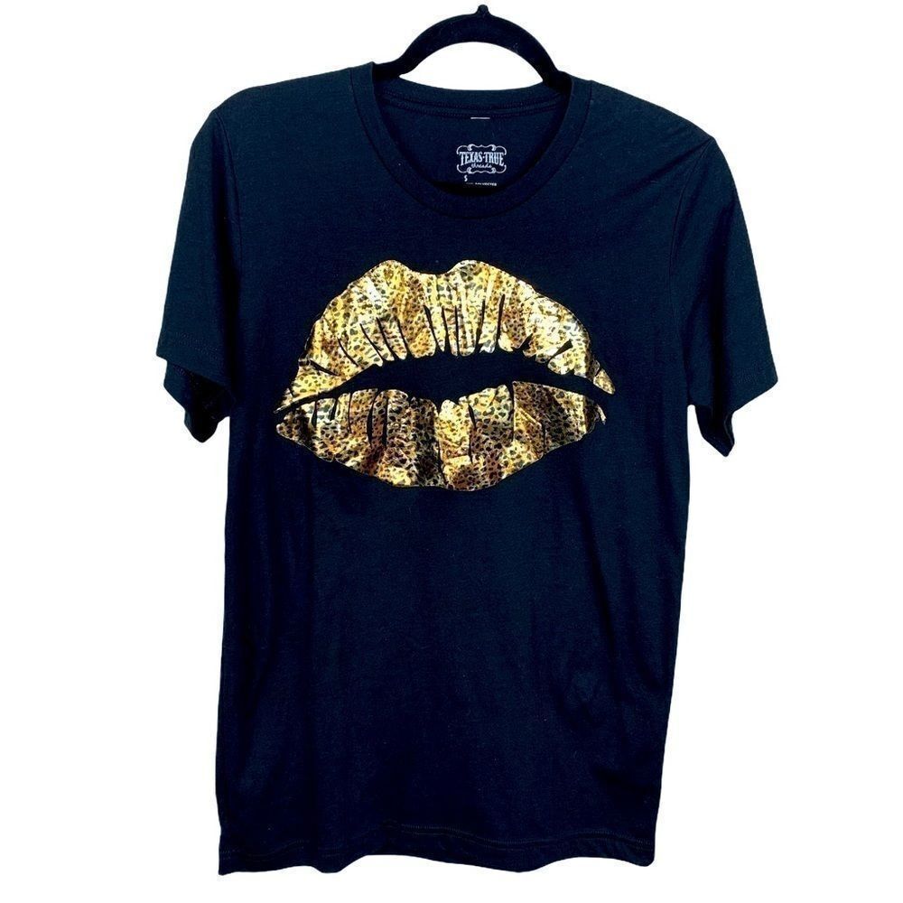 Metallic leopard kiss lips Texas True Threads S (K1)